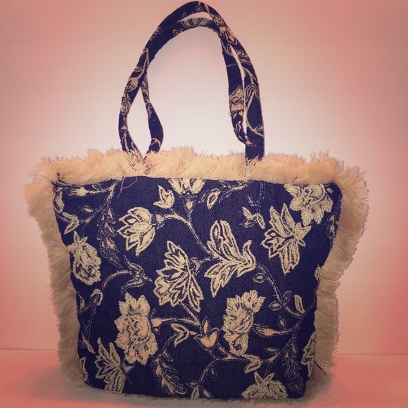 Black & Tan Tapestry Double handle Handbag - Picture 3 of 8